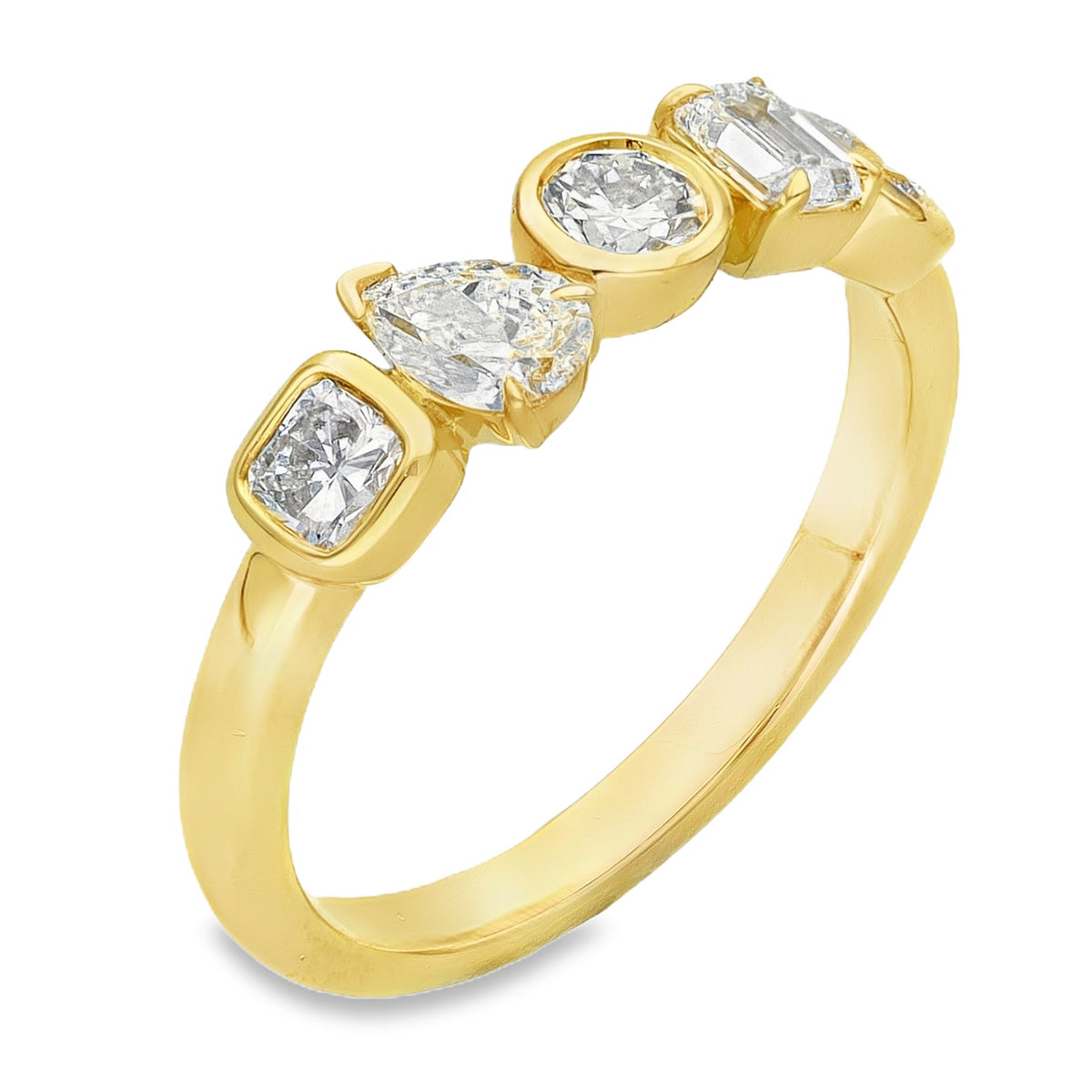 Lab Grown 1.00ct Yellow Gold Certified Diamond Half-Eternity Ring - D-F/VVS-VS