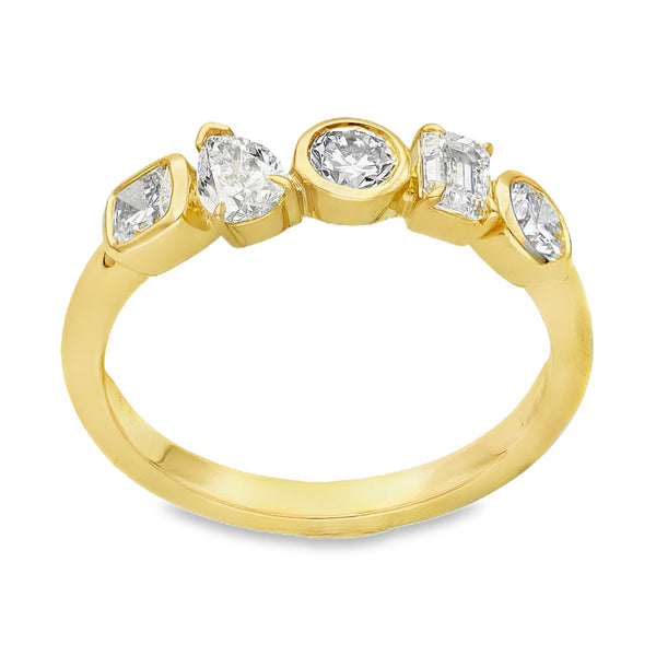 Lab Grown 1.00ct Yellow Gold Certified Diamond Half-Eternity Ring - D-F/VVS-VS