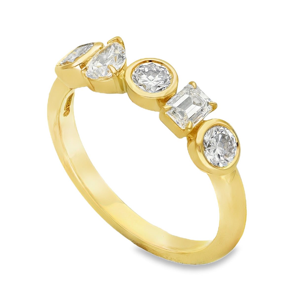 Lab Grown 1.00ct Yellow Gold Certified Diamond Half-Eternity Ring - D-F/VVS-VS