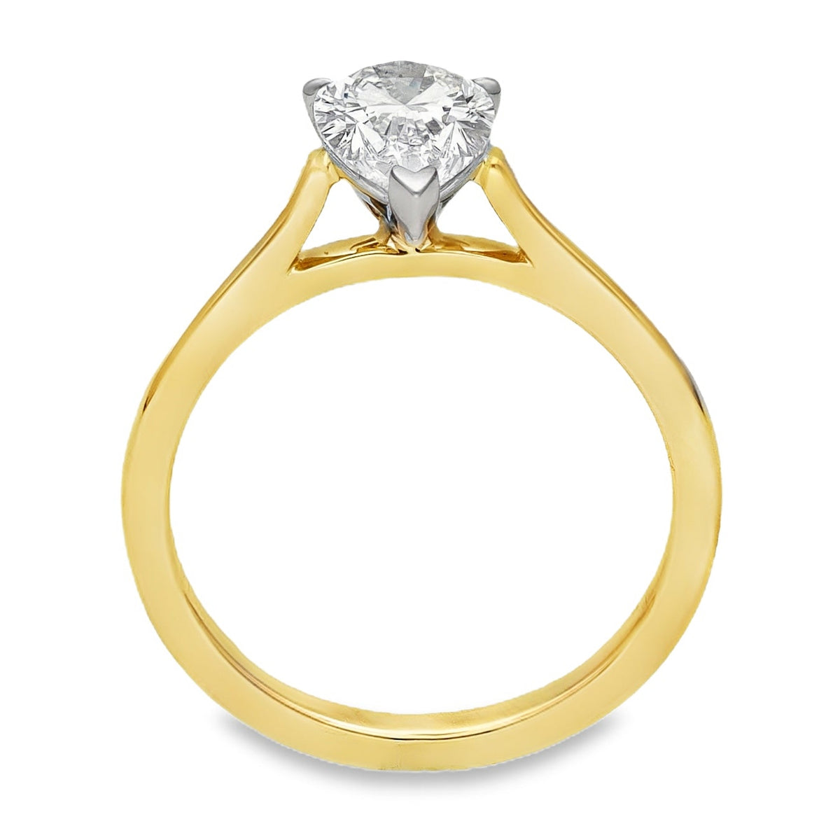 Lab Grown 1.02ct Yellow Gold Certified Pear-Cut Diamond Solitaire Engagement Ring - E/VS1