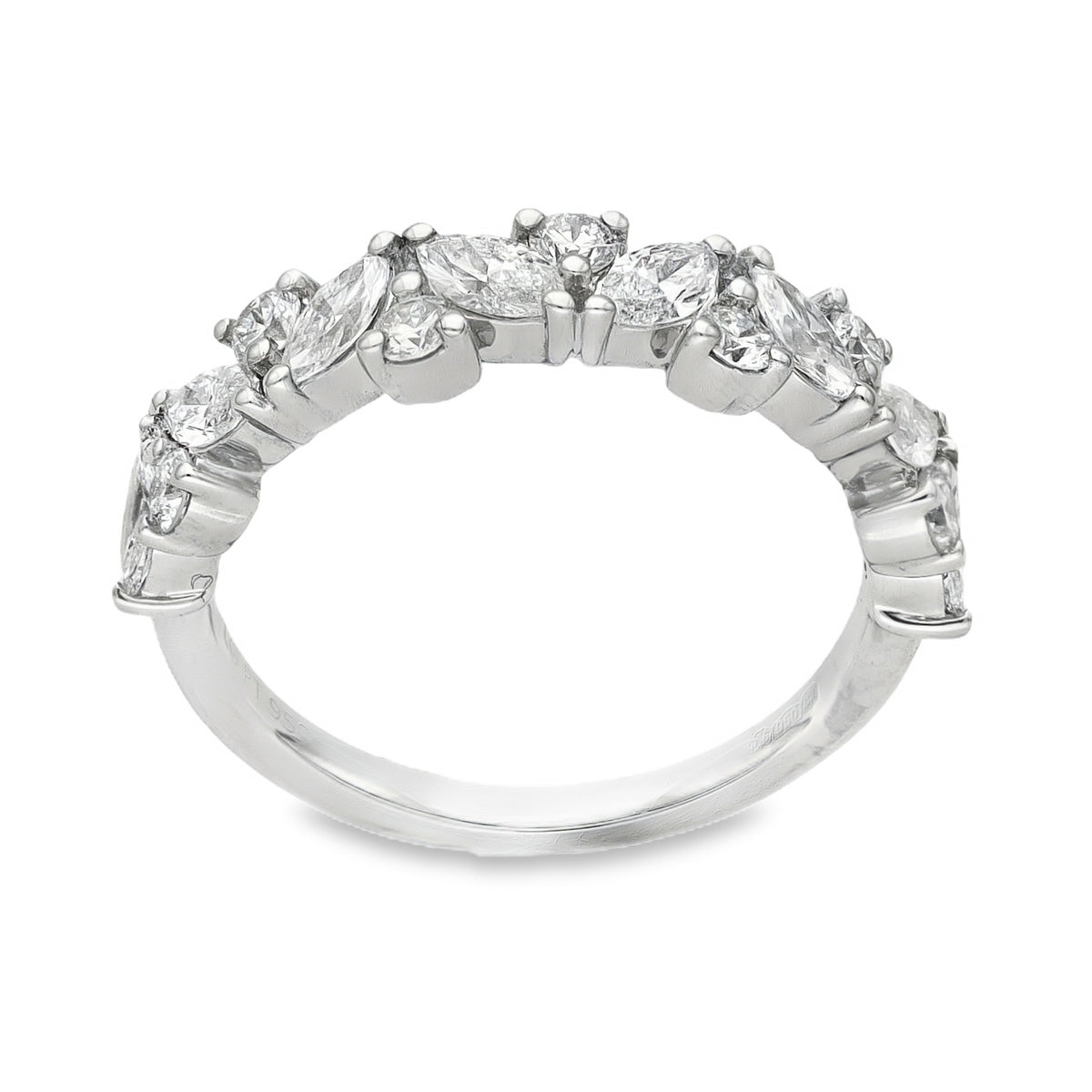 Lab Grown 1.01ct Platinum Certified Mixed-Cut Half-Eternity Diamond Ring - D-F/VVS-VS