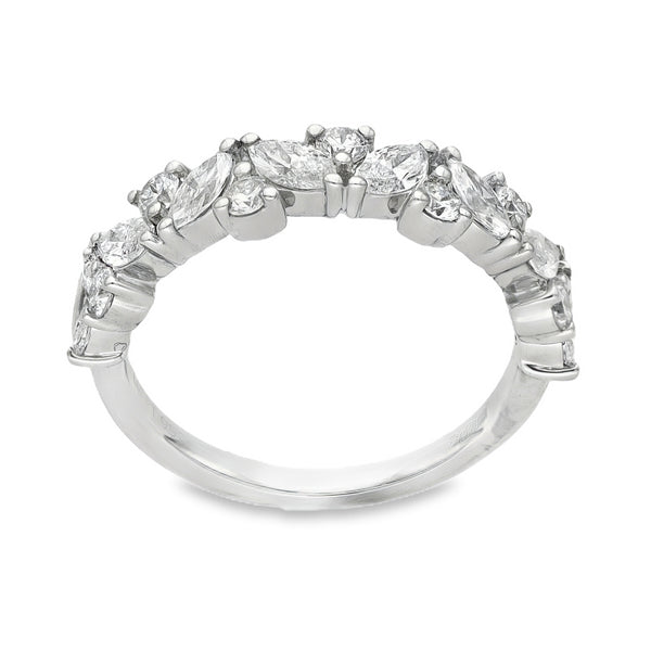 Lab Grown 1.01ct Platinum Certified Mixed-Cut Half-Eternity Diamond Ring - D-F/VVS-VS