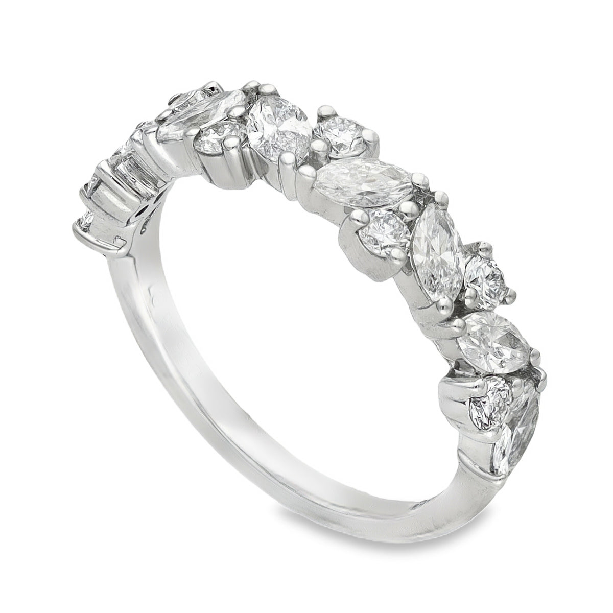 Lab Grown 1.01ct Platinum Certified Mixed-Cut Half-Eternity Diamond Ring - D-F/VVS-VS