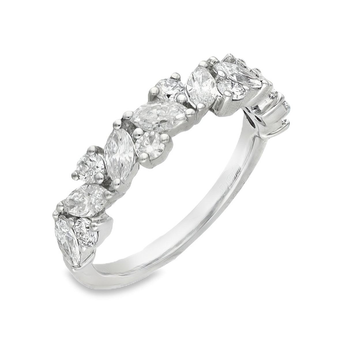 Lab Grown 1.01ct Platinum Certified Mixed-Cut Half-Eternity Diamond Ring - D-F/VVS-VS