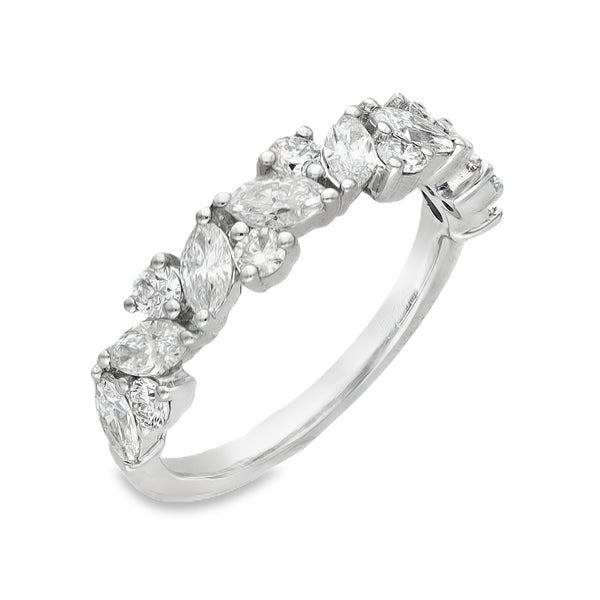Lab Grown 1.01ct Platinum Certified Mixed-Cut Half-Eternity Diamond Ring - D-F/VVS-VS