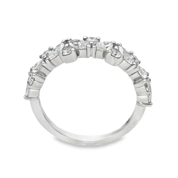 Lab Grown 1.01ct Platinum Certified Mixed-Cut Half-Eternity Diamond Ring - D-F/VVS-VS