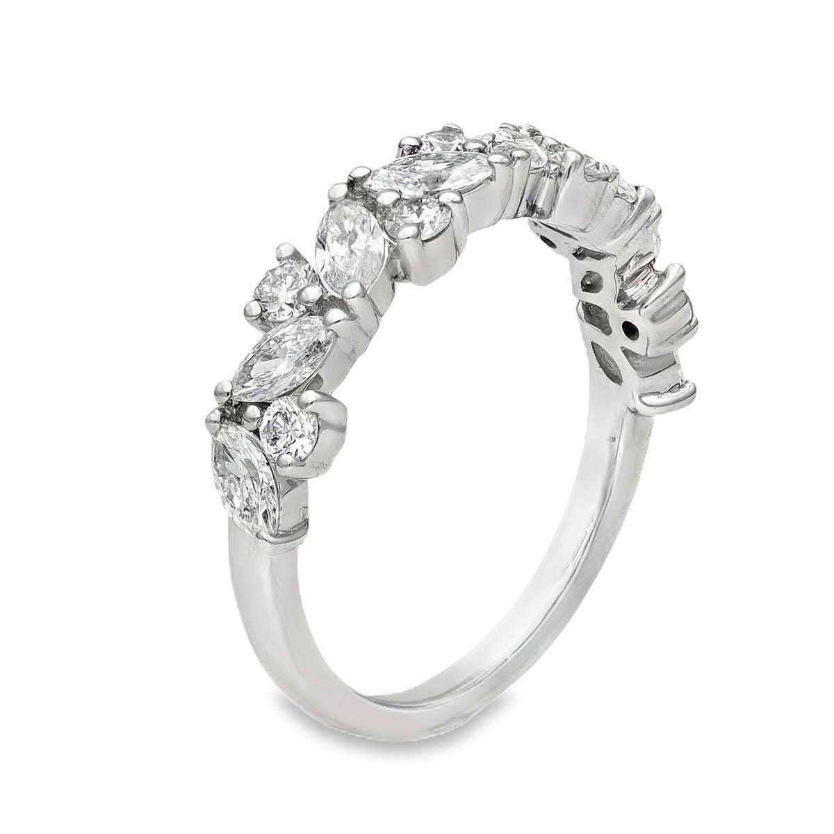 Lab Grown 1.01ct Platinum Certified Mixed-Cut Half-Eternity Diamond Ring - D-F/VVS-VS
