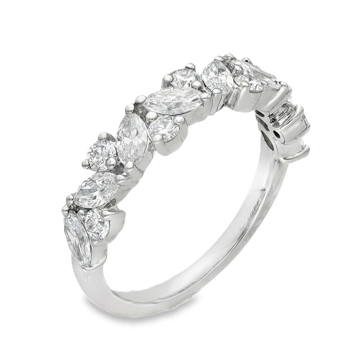 Lab Grown 1.01ct Platinum Certified Mixed-Cut Half-Eternity Diamond Ring - D-F/VVS-VS