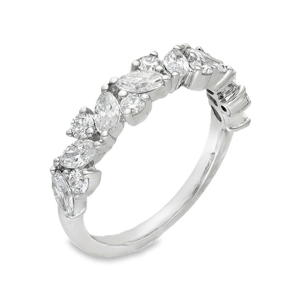 Lab Grown 1.01ct Platinum Certified Mixed-Cut Half-Eternity Diamond Ring - D-F/VVS-VS