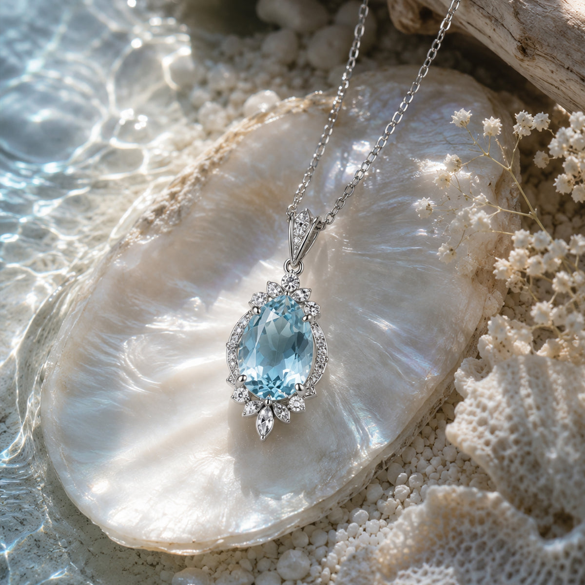 March Birthstone Necklace Pendants