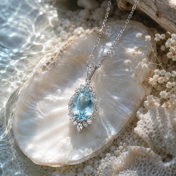 March Birthstone Necklace Pendants