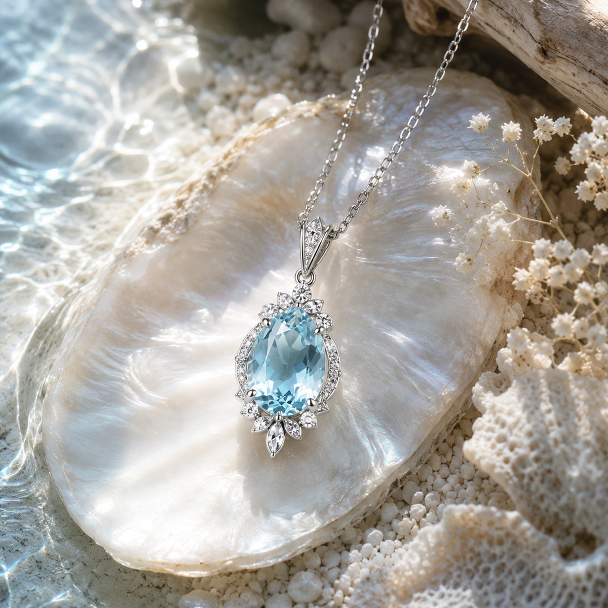 March Birthstone Necklace Pendants