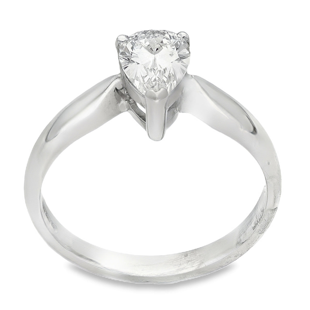 18ct White Gold Pear Diamond Solitaire Engagement Ring - Size M - 0.81ct