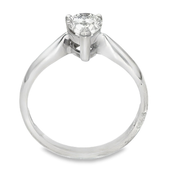 18ct White Gold Pear Diamond Solitaire Engagement Ring - Size M - 0.81ct