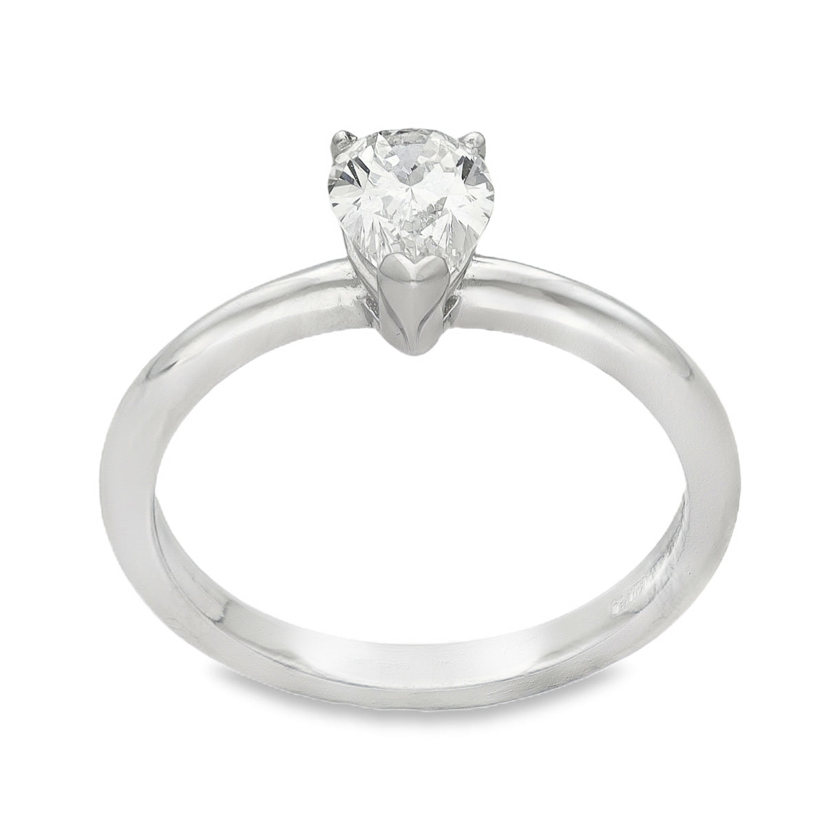 18ct White Gold Pear Diamond Engagement Ring - Size M - 0.80ct