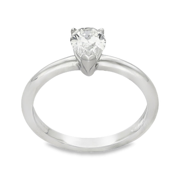 18ct White Gold Pear Diamond Engagement Ring - Size M - 0.80ct