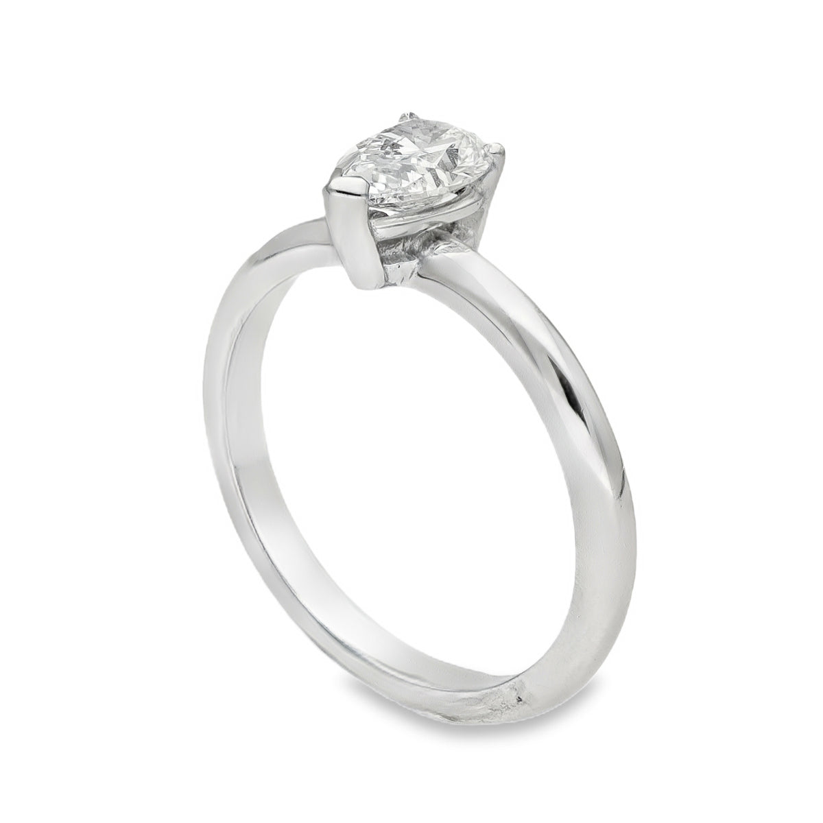 18ct White Gold Pear Diamond Engagement Ring - Size M - 0.80ct