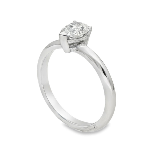 18ct White Gold Pear Diamond Engagement Ring - Size M - 0.80ct