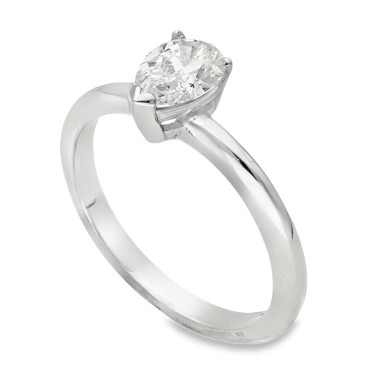 18ct White Gold Pear Diamond Engagement Ring - Size M - 0.80ct