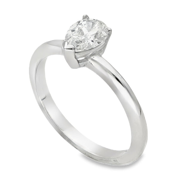 18ct White Gold Pear Diamond Engagement Ring - Size M - 0.80ct