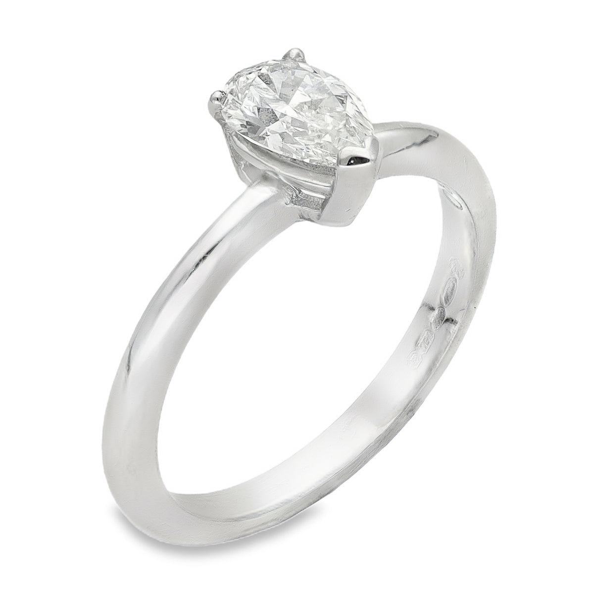 18ct White Gold Pear Diamond Engagement Ring - Size M - 0.80ct