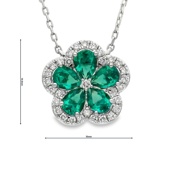 Lab Grown Diamond and Lab Grown Emerald Clover Pendant