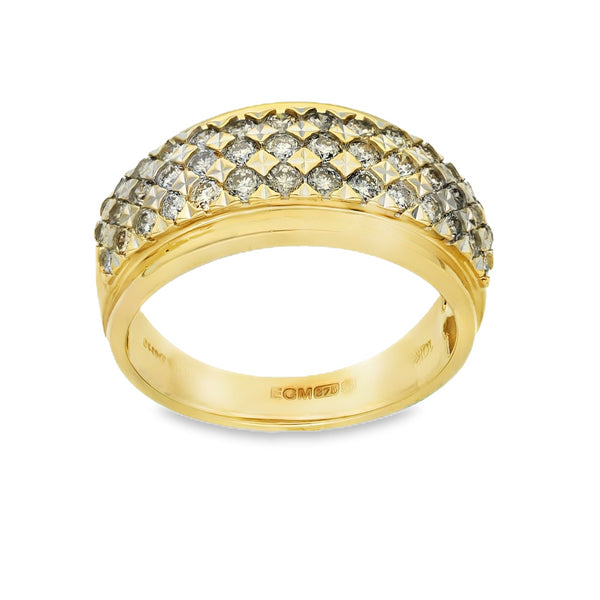9ct Yellow Gold Diamond 3 Row Eternity Ring - Size O - 1.00ct