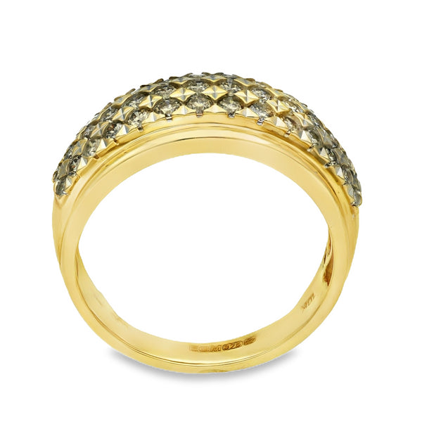9ct Yellow Gold Diamond 3 Row Eternity Ring - Size O - 1.00ct