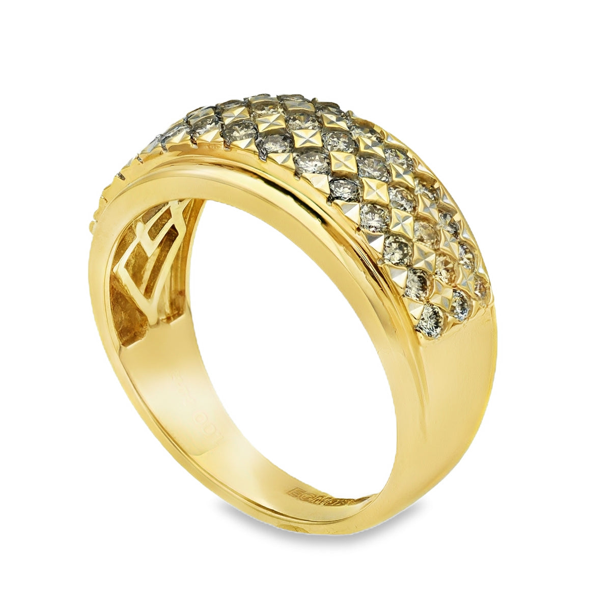 9ct Yellow Gold Diamond 3 Row Eternity Ring - Size O - 1.00ct