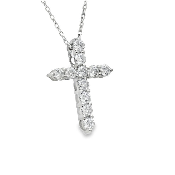 18ct White Gold Diamond Cross Pendant & Necklace - 18" - 0.88ct
