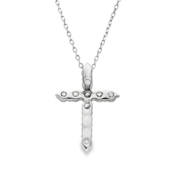 18ct White Gold Diamond Cross Pendant & Necklace - 18" - 0.88ct