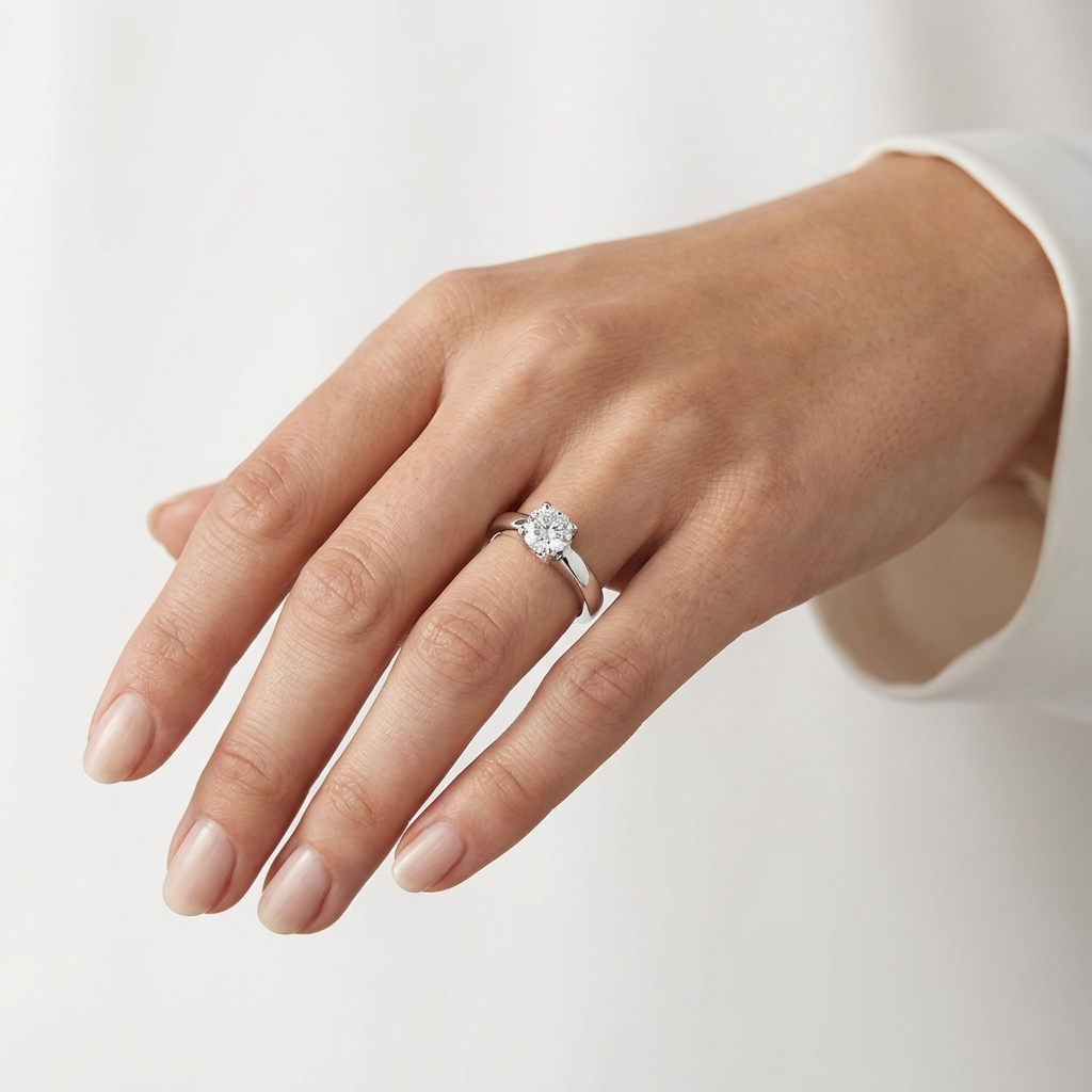 18ct White Gold Diamond Solitaire Engagement Ring - Size H½ - 0.60ct