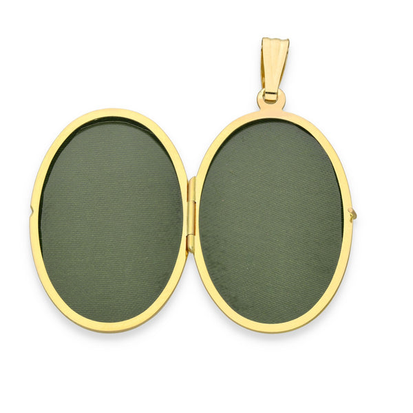 9ct Yellow Gold Oval Flower & Leaf Locket - 24x37x7mm - 4.3g