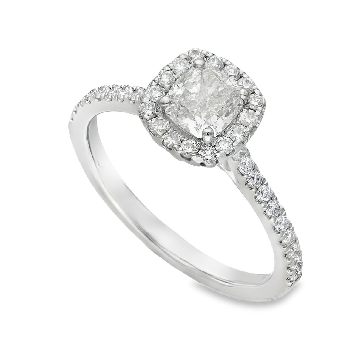 950 Platinum Diamond Halo Engagement Ring - Size L½ - 0.92ct