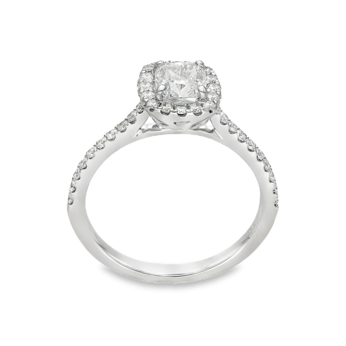 950 Platinum Diamond Halo Engagement Ring - Size L½ - 0.92ct