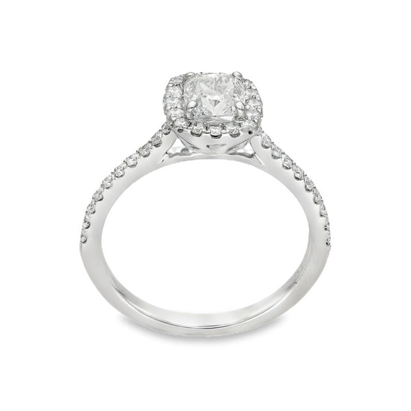 950 Platinum Diamond Halo Engagement Ring - Size L½ - 0.92ct