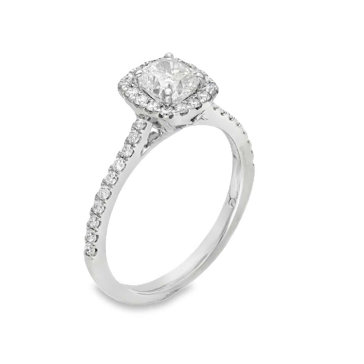950 Platinum Diamond Halo Engagement Ring - Size L½ - 0.92ct