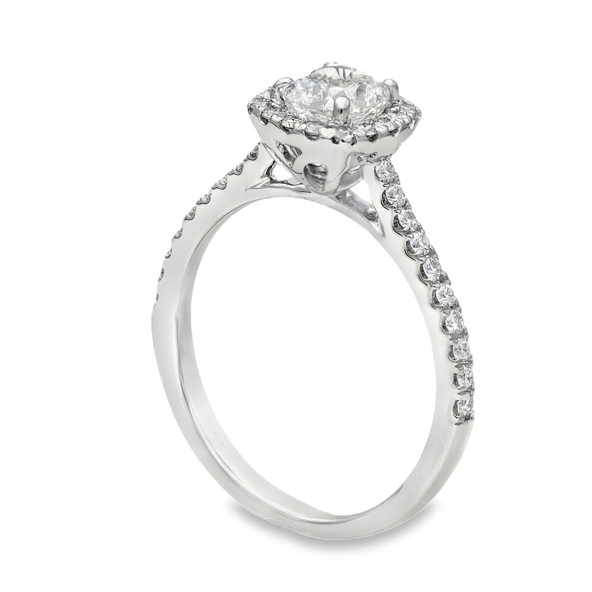 950 Platinum Diamond Halo Engagement Ring - Size L½ - 0.92ct