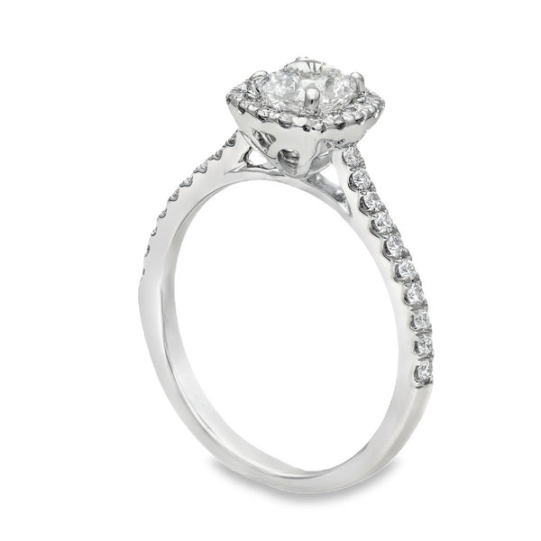 950 Platinum Diamond Halo Engagement Ring - Size L½ - 0.92ct