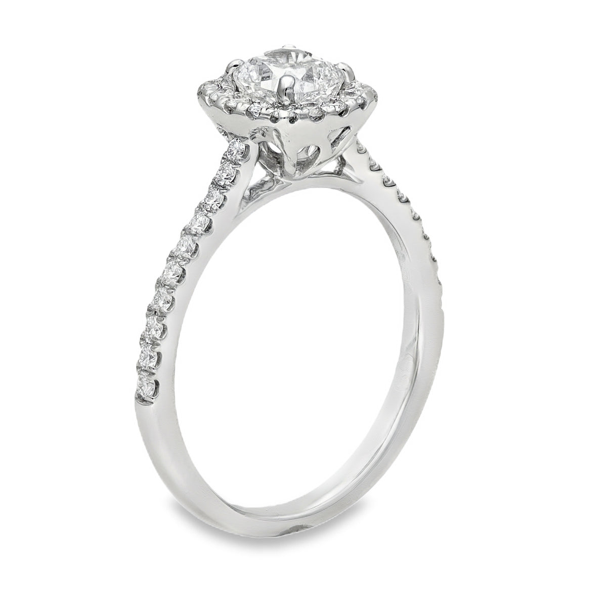 950 Platinum Diamond Halo Engagement Ring - Size L½ - 0.92ct