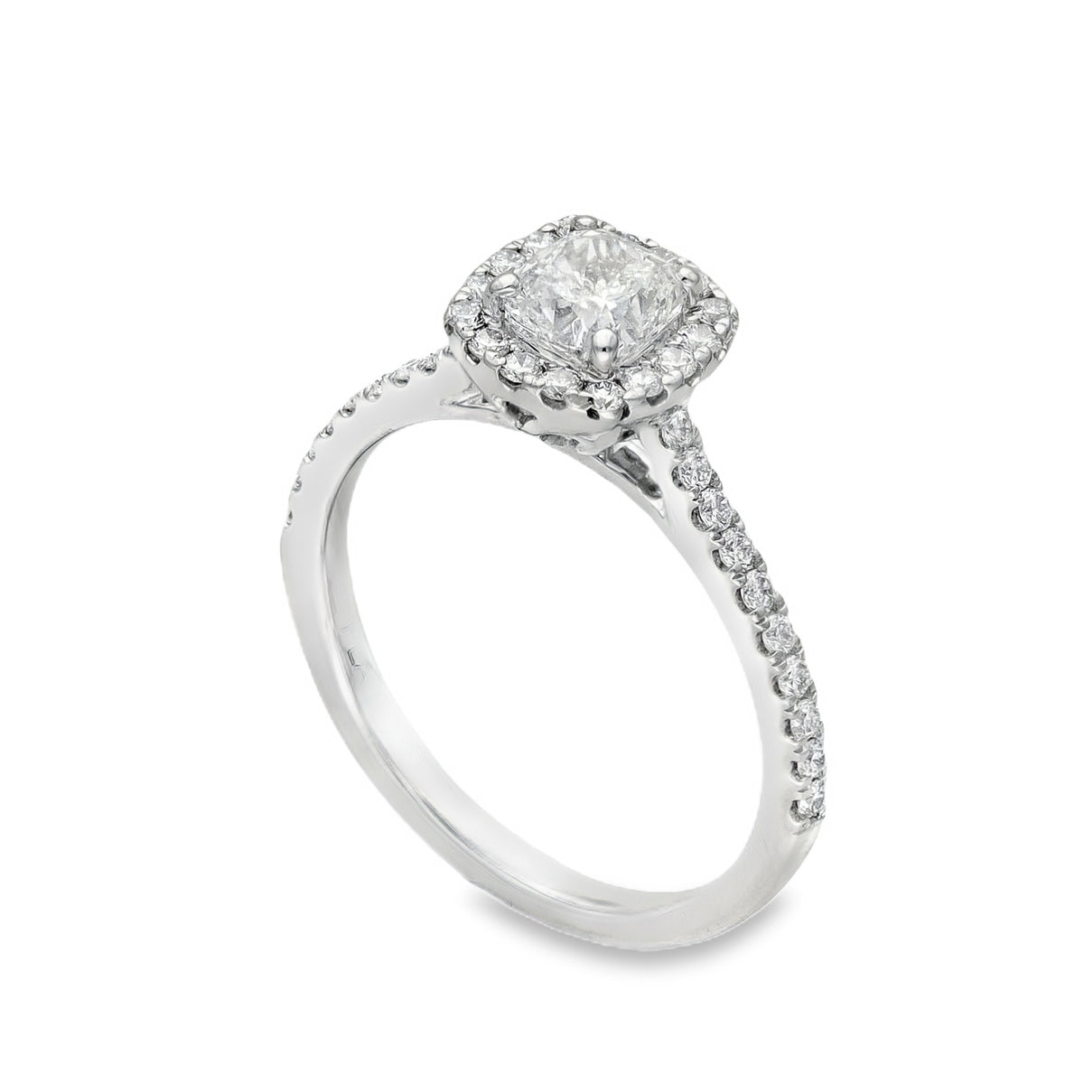 950 Platinum Diamond Halo Engagement Ring - Size L½ - 0.92ct