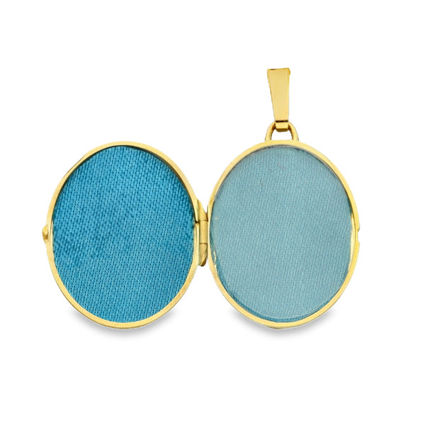 9ct Yellow Gold Engraved Oval Locket - 17x23x3mm - 3.1g