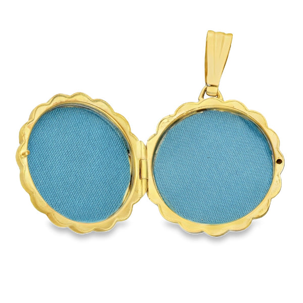 9ct Yellow Gold Round Floral Engraved Locket - 21x24x4.5mm -3.5g