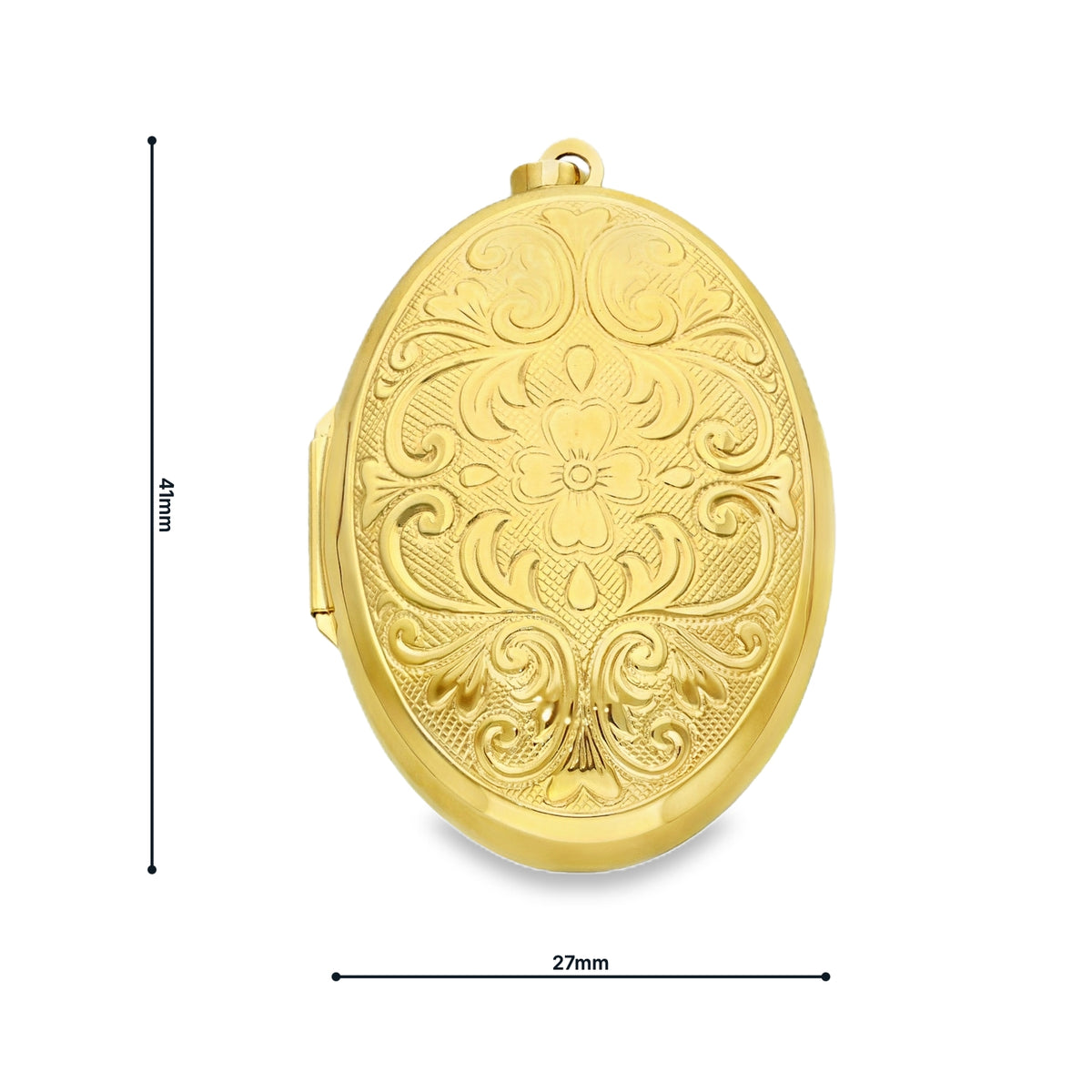 9ct Yellow Gold Oval Flower & Feather Bulb Locket -27x41mm -6.1g
