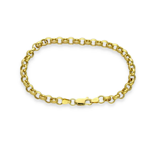 9ct Yellow Gold Patterned Link Bracelet - 7.5" - 3.4g