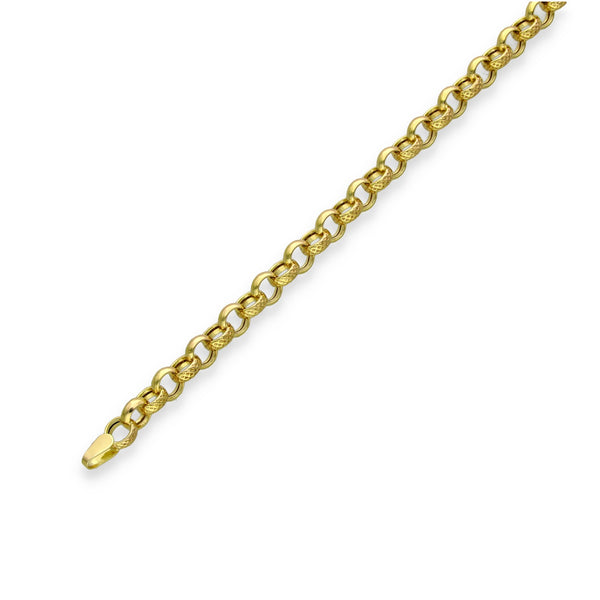 9ct Yellow Gold Patterned Link Bracelet - 7.5" - 3.4g
