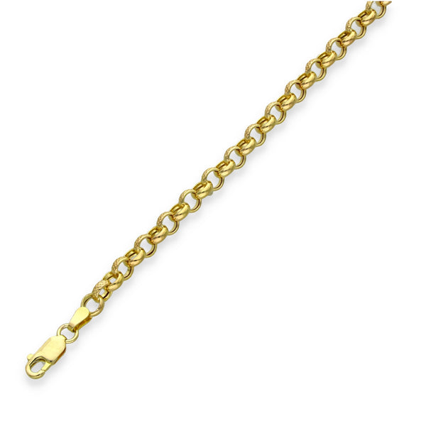 9ct Yellow Gold Patterned Link Bracelet - 7.5" - 3.4g