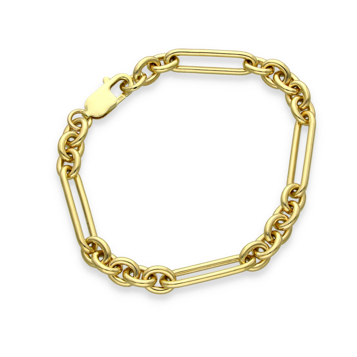 9ct Yellow Gold Heavy Figaro Bracelet - 8" - 19.9g