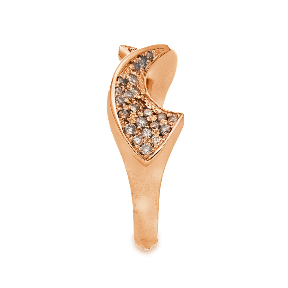 9ct Rose Gold Diamond Twist Ribbon Ring - Size O - 0.30ct