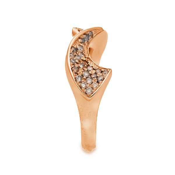 9ct Rose Gold Diamond Twist Ribbon Ring - Size O - 0.30ct
